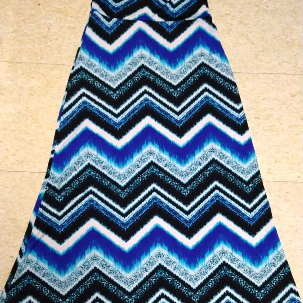 2/$20 Blue Chevron Maxi Skirt